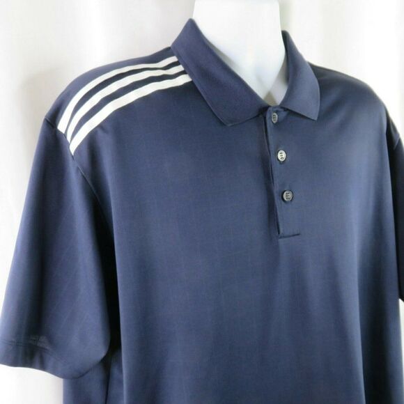 Adidas Golf Navy Blue Polo Shirt Mens XL ClimaCool Pullover Stripe - Picture 2 of 10